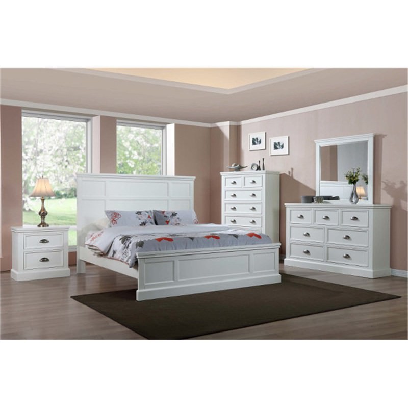 Maydena Solid Rubberwood Timber 4 Piece Bedroom Tallboy ...