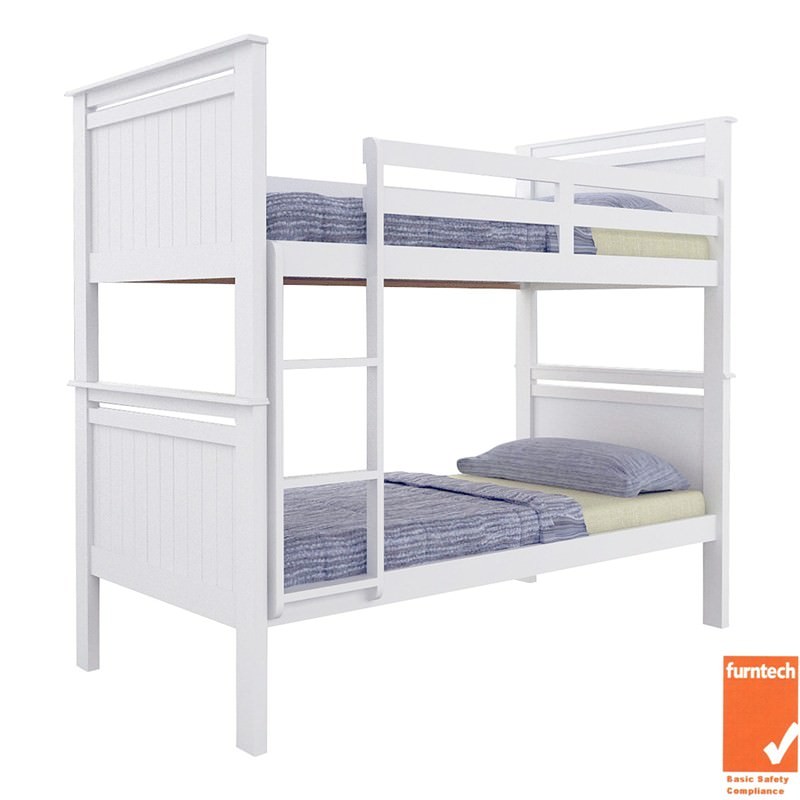 Piccadilly Solid Pine Timber Bunk Bed Single Size White