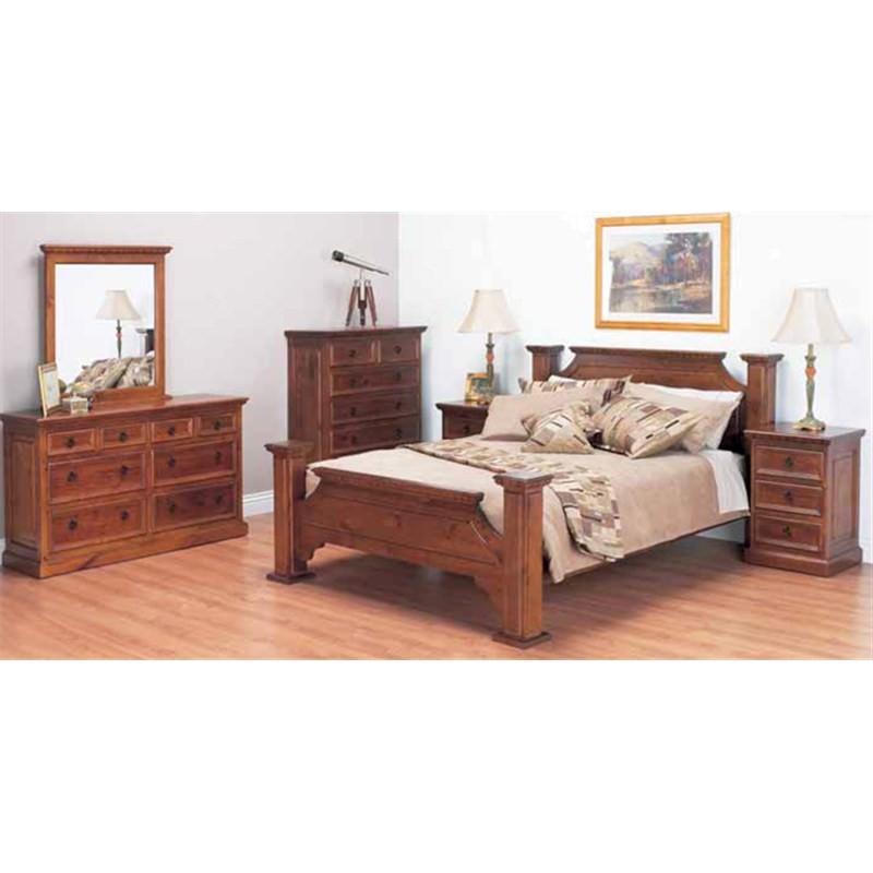 Auckland Pine Bedside Table in Teak