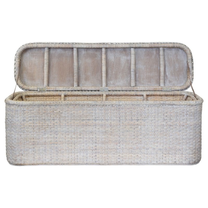 Savannah Rattan Blanket Box, White Wash