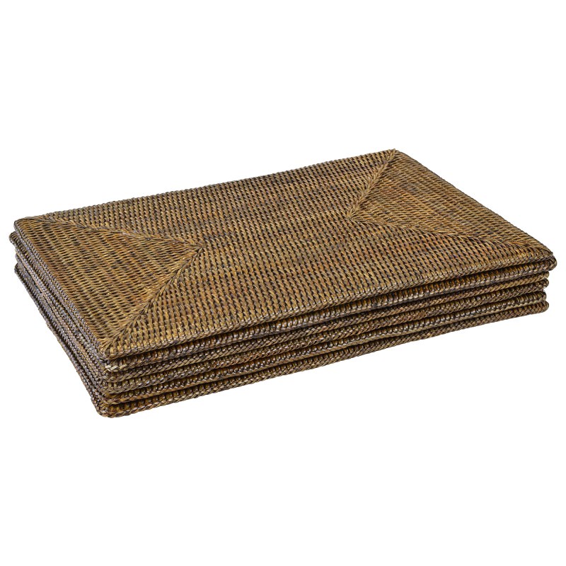 savannah rattan rectangular table placemat set of 6 tobacco