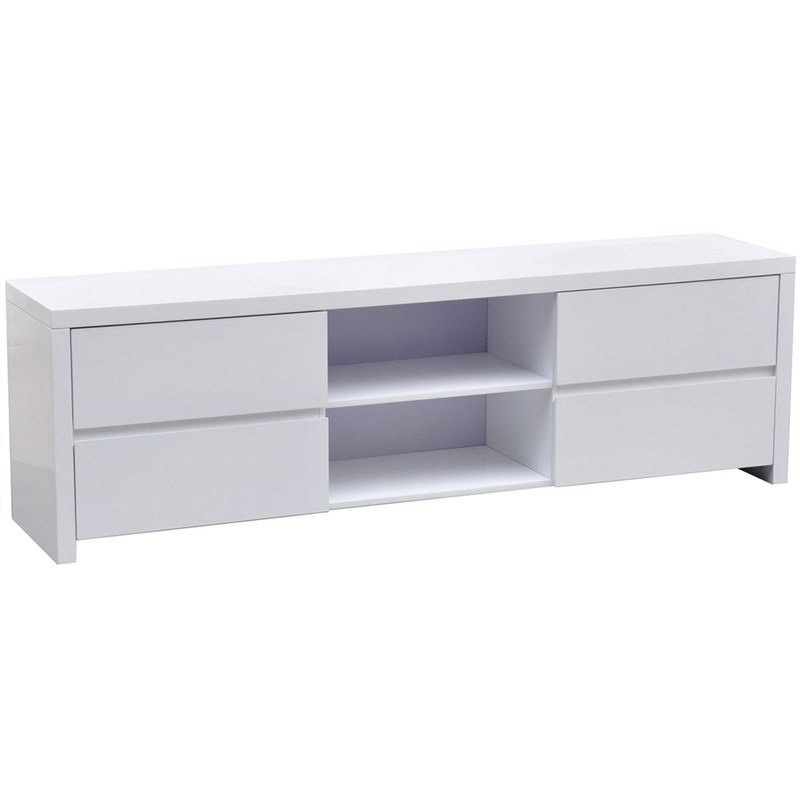 Whitney Wooden 4 Drawer 180cm Lowline TV Unit White