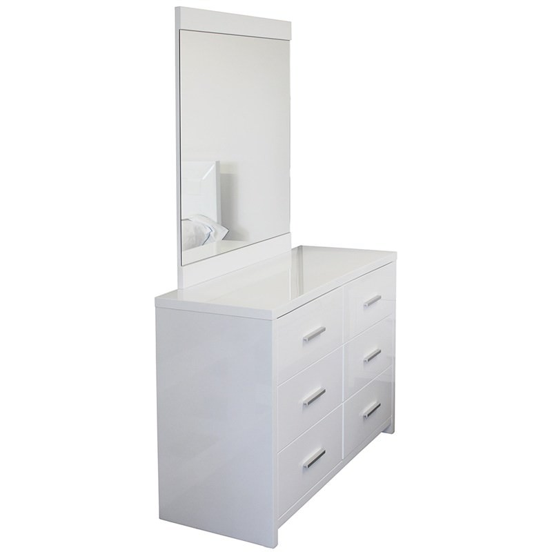 Makenzie Wooden 6 Drawer Dressing Table With Mirror Glossy White