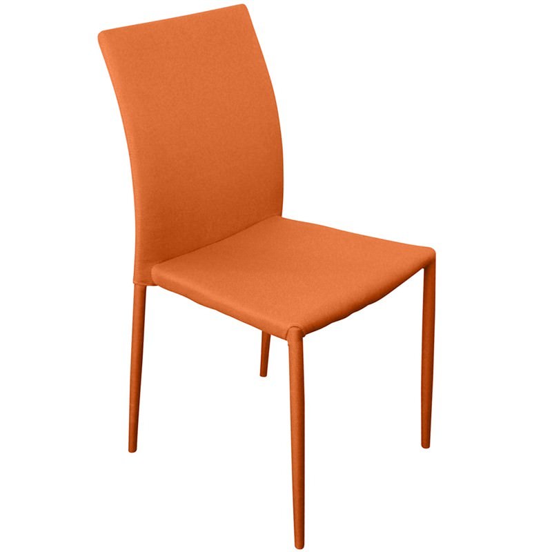 Sykes Fabric Upholstered Steel Dining Chair Orange