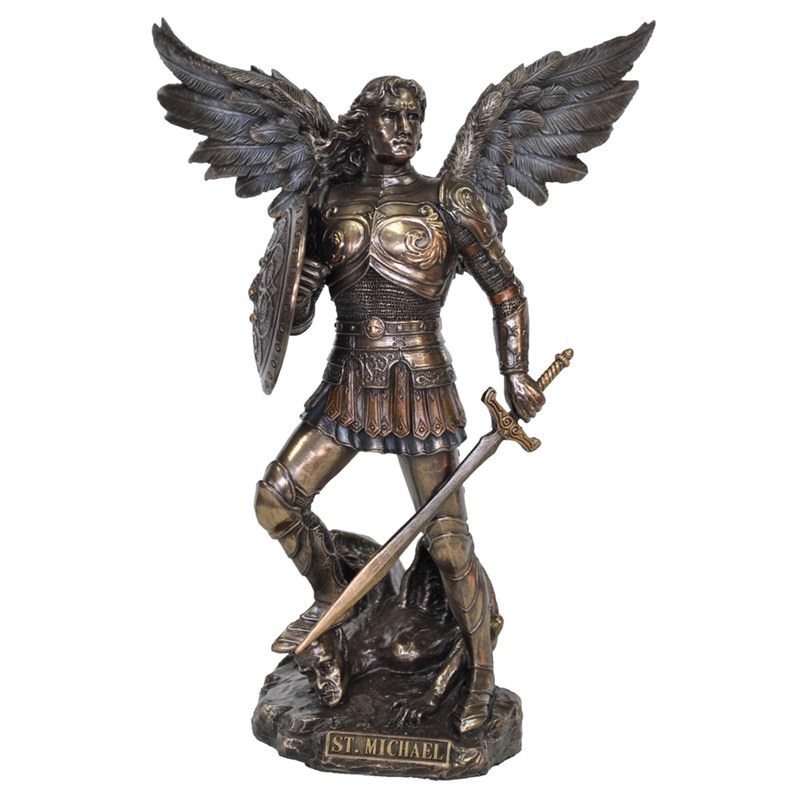 Cast Bronze Angel Figurine, St Michael the Archangel, Small