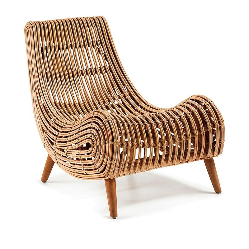 Macon Solid Cane Rattan Accent Lounge Chair