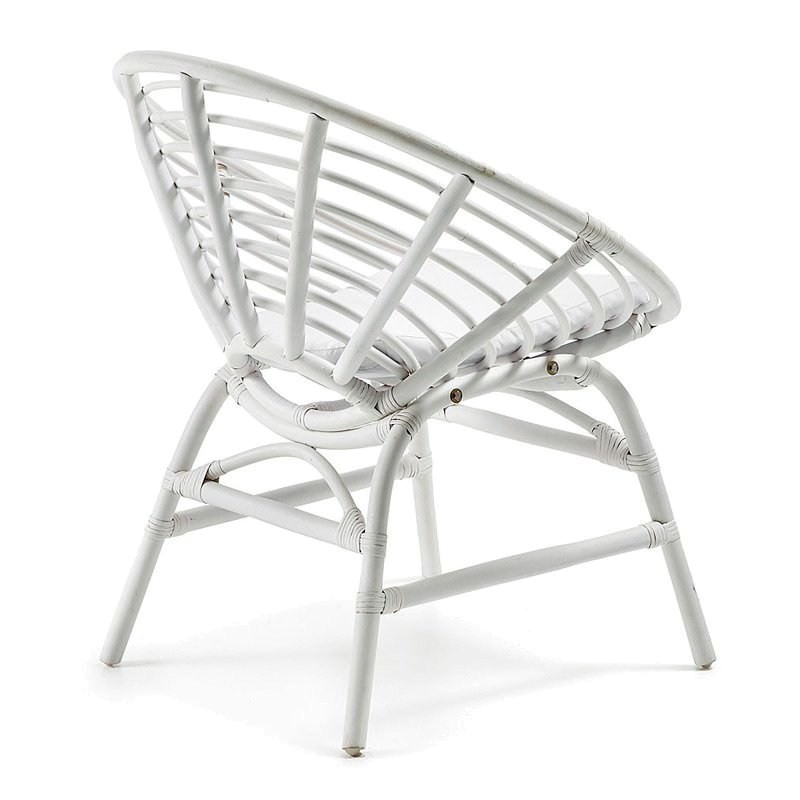 Exeter Lacquered Cane Rattan Accent Chair with Cotton Cushion