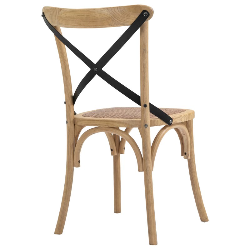 Cottrell Commercial Grade Wooden Cross Back Dining Chair, Set of 2, Oak