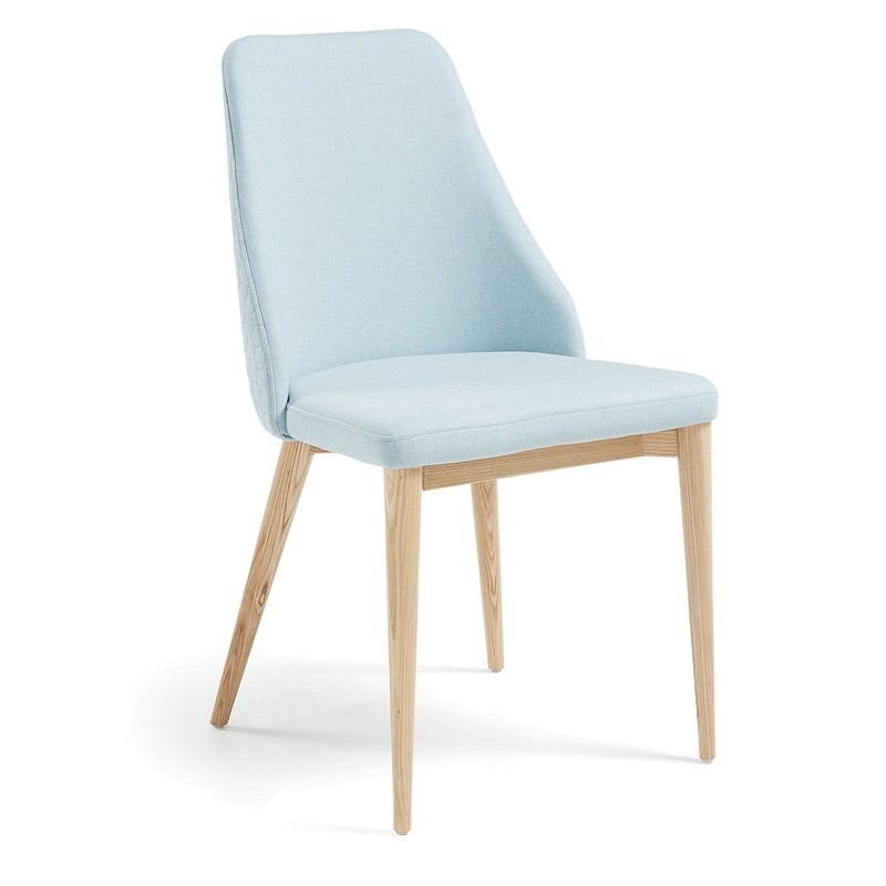 Light Blue Fabric Armchair - Baxton Studio Seraphin Light Blue And Gold