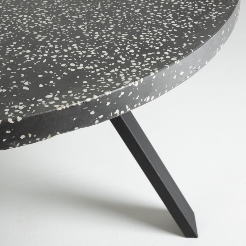 Frankton Terrazzo Top Round Dining Table 120cm Black