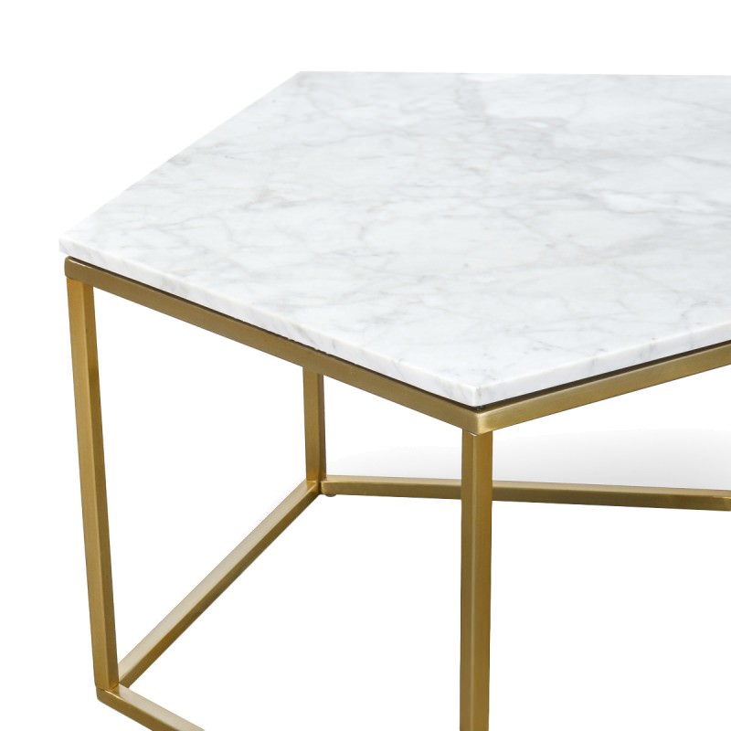Ryan Marble & Stainless Steel Pentagon Coffee Table, 67cm ...