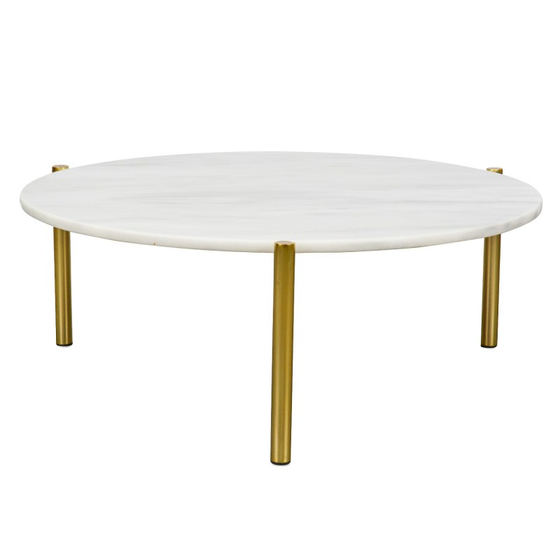 Fiesco Round Marble Top Coffee Table, 79cm, White / Gold