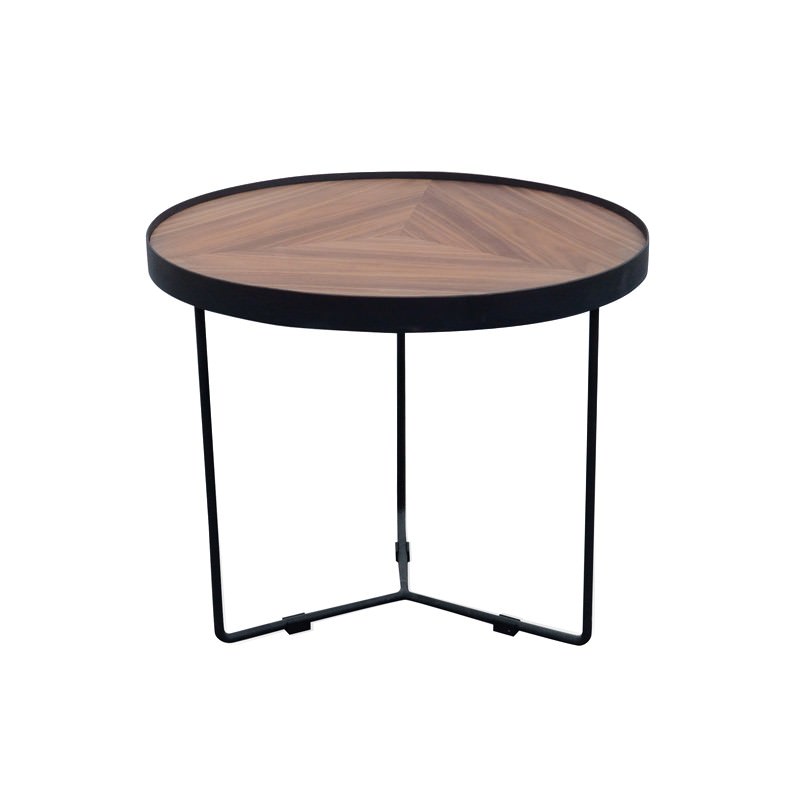 Luna Metal Round Nesting Coffee Table Large Black Walnut