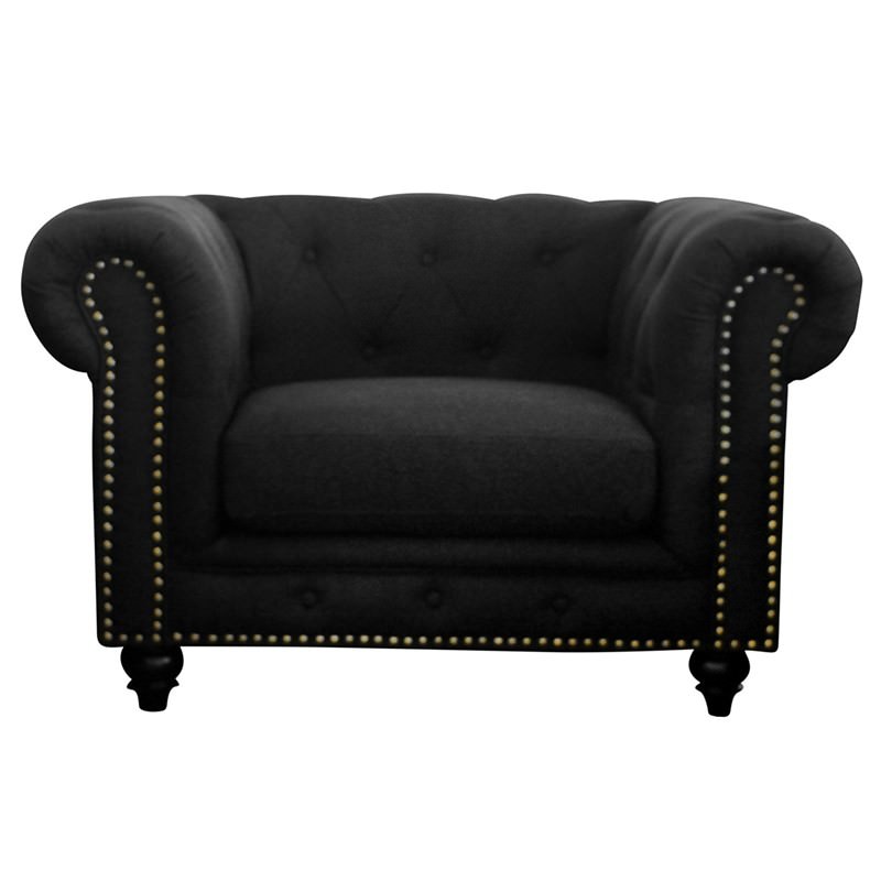 Chesterfield Fabric Upholstered Armchair, Black