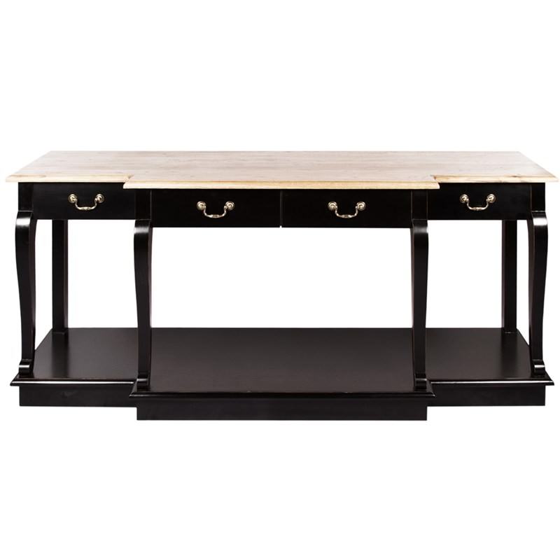 Antique French Provincial Solid Oak Timber Console Table Black