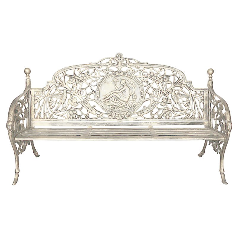 Cameo Cast Iron Garden Bench Large Antique White