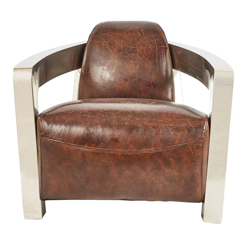 Meirs Vintage Leather Armchair, Chestnut