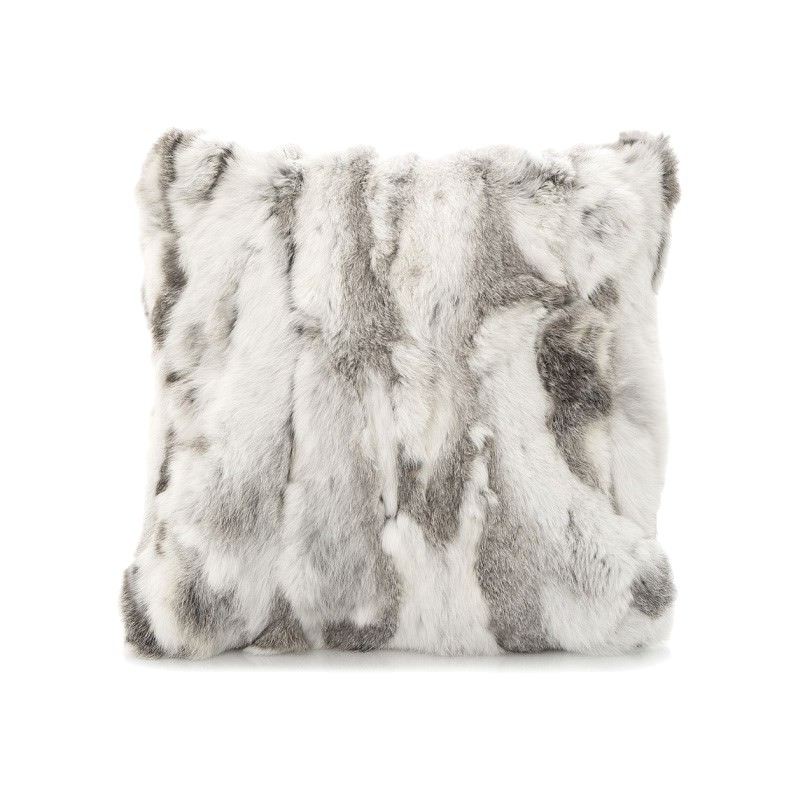 Siberian Faux Fur Scatter Cushion, Grey / White