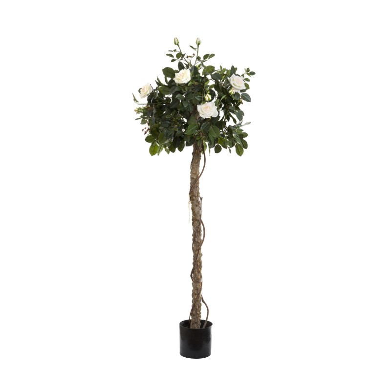 Artificial Rose Topiary Tree, Pink Rose, 140cm