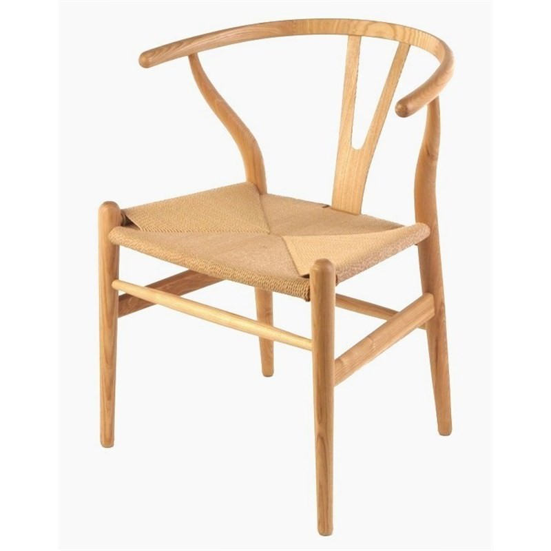 replica hans wegner wishbone dining chair with cord seat natural
