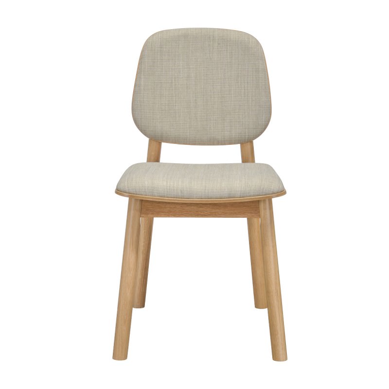 Bente White Oak Timber Dining Chair with Fabric Seat, Upholstered Back
