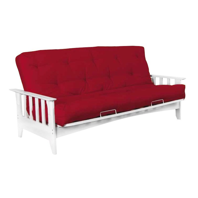 Delta Solid Timber Futon Sofa Bed Frame Only, Double, White