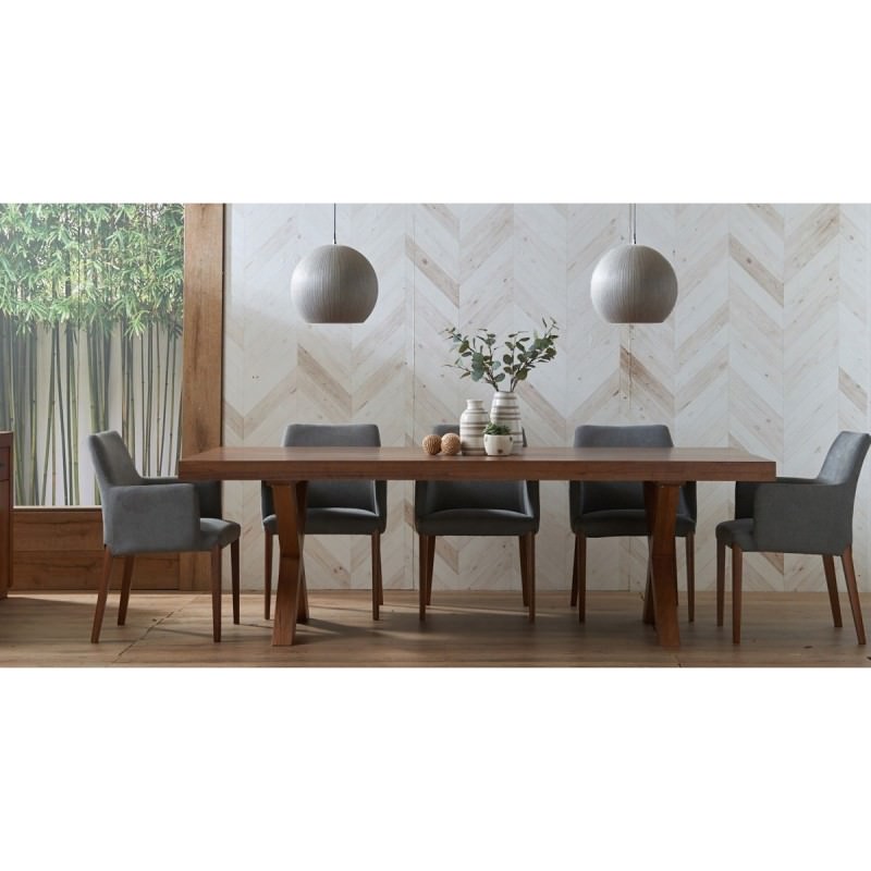 Madalyn 9 Piece Tasmania Oak Timber Dining Table Set 240cm