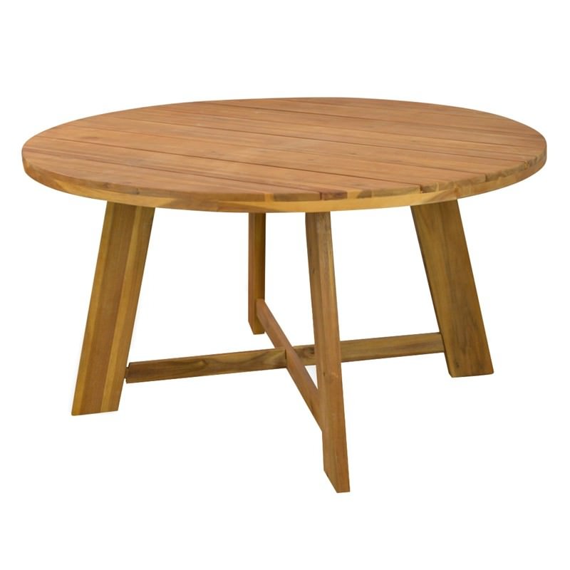 Gili Solid Acacia Timber 140cm Round Indoor/Outdoor Dining ...