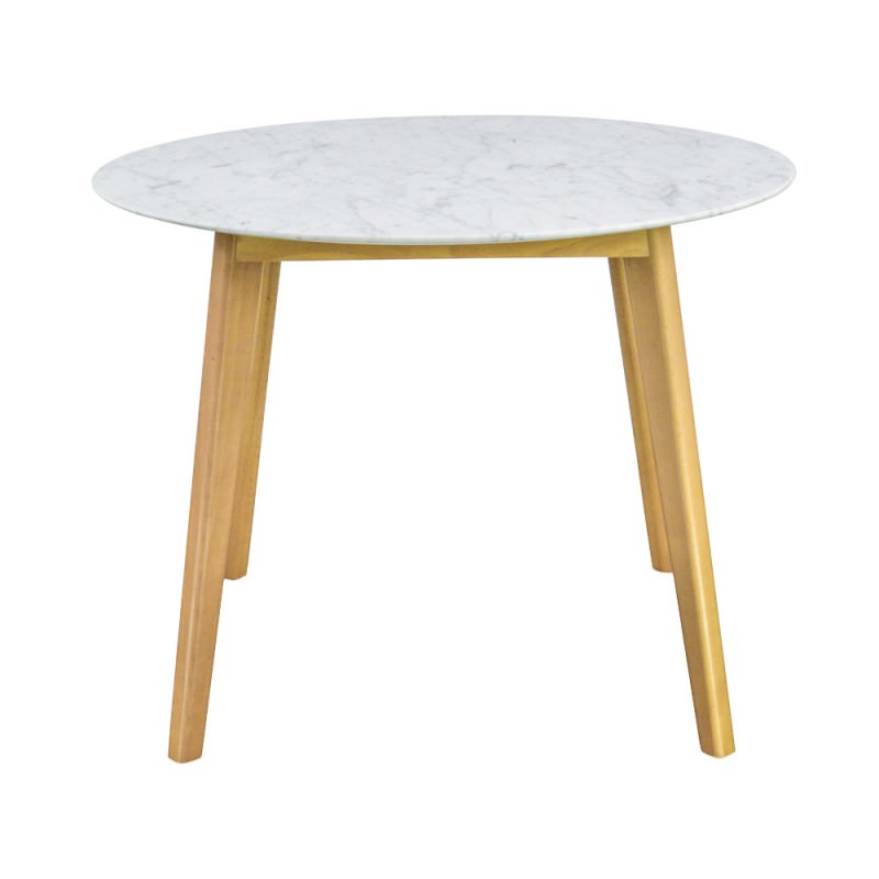Abir Marble Top Timber Round Dining Table, 100cm