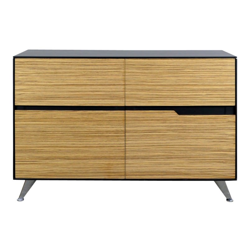 Milando 4 Drawer Sideboard 122cm Zebra Oak Black