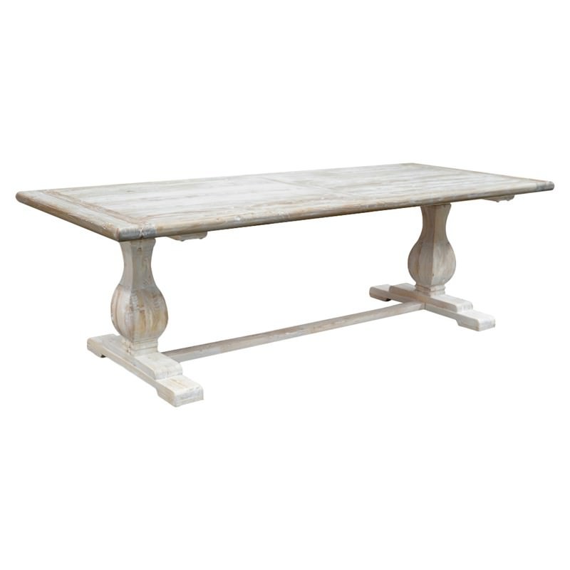 Tate Reclaimed Elm Timber 198cm Dining Table White Wash
