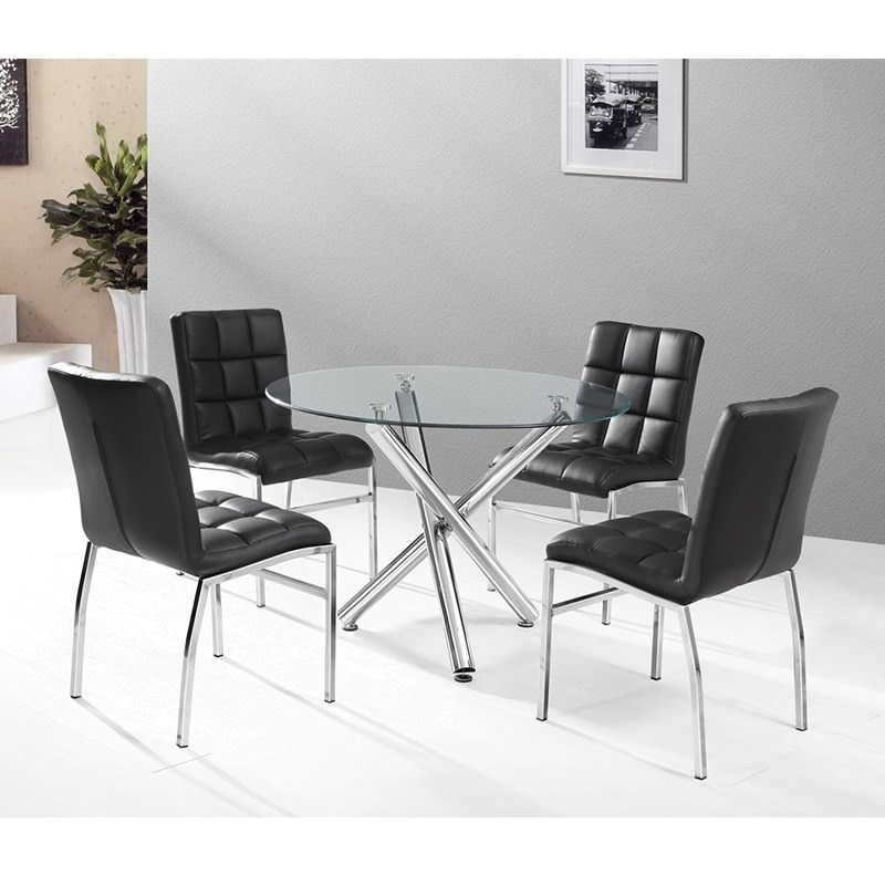 Glass Top Round Dining Table With Chrome Legs 99cm Table Only