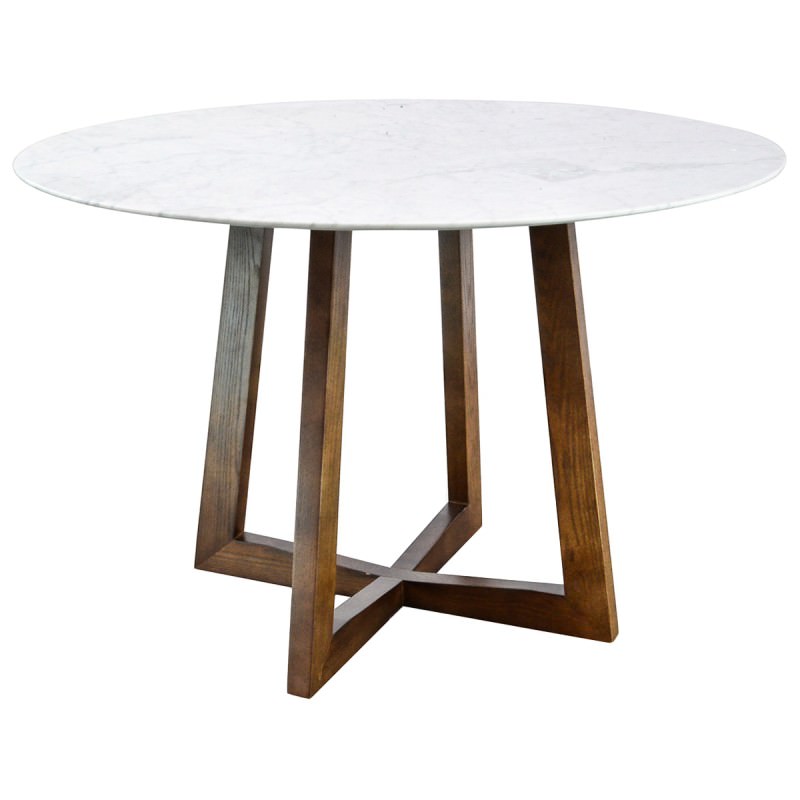 Zed Marble Top Timber Round Dining Table, 115cm, White ...