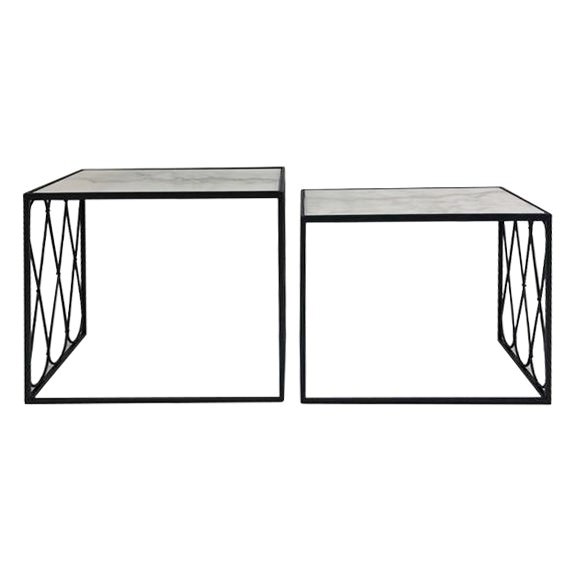 January 2 Piece Metal Marble Side Table Set