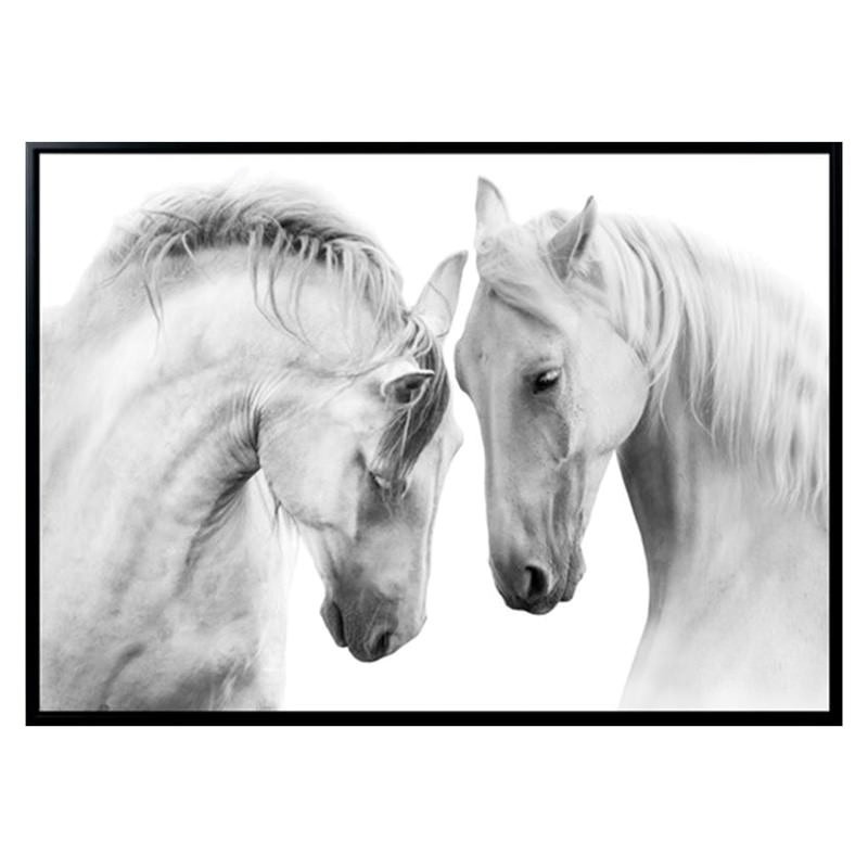 Loving Horse Framed Canvas Printing Wall Art 140cm