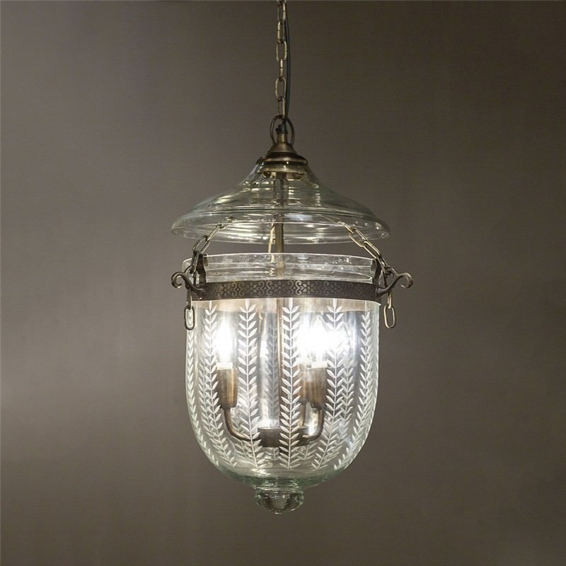 Bell Jar Leaf Cut Glass Pendant Light, Small