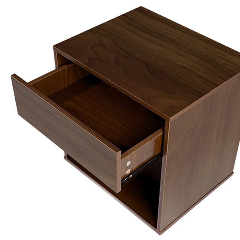 Emmas Basic Single Drawer Bedside Table, Walnut