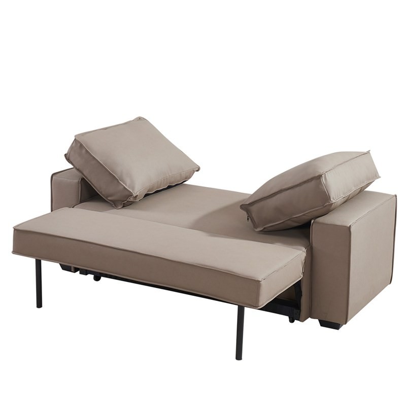 Neo Microfiber PU Leather 2 Seater Sofa Bed, Brown
