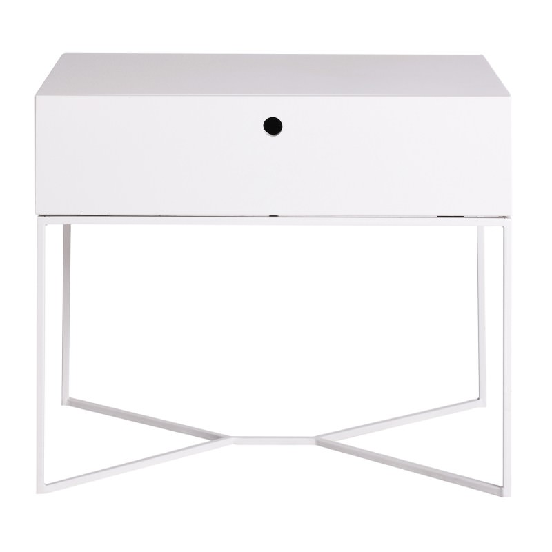 Arkie Wood Metal Bedside Table White