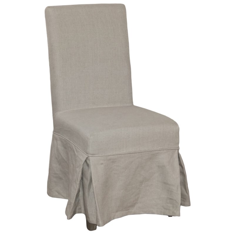 Augusta Linen Fabric Dining Chair Slipcover (Cover Only), Beige