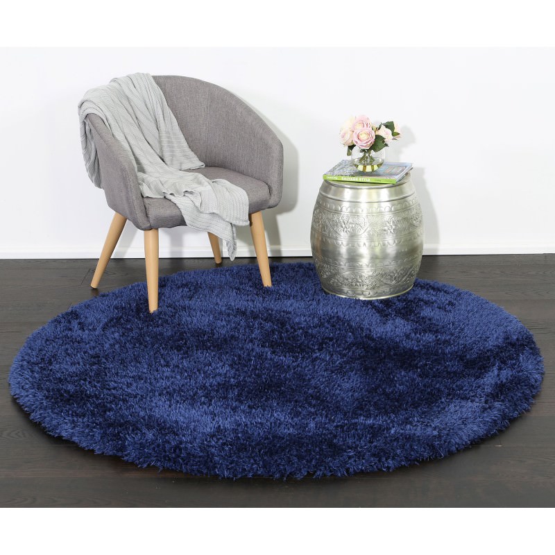 Flokati Super Soft Ultra Thick Shaggy Round Rug, 200cm, Navy