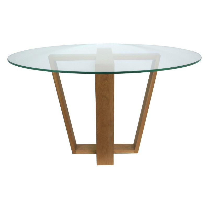 Ravelle Glass Oak Round Dining Table 120cm Oak