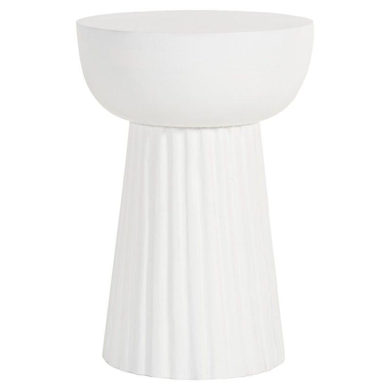 Layla Mango Wood Round Side Table, White