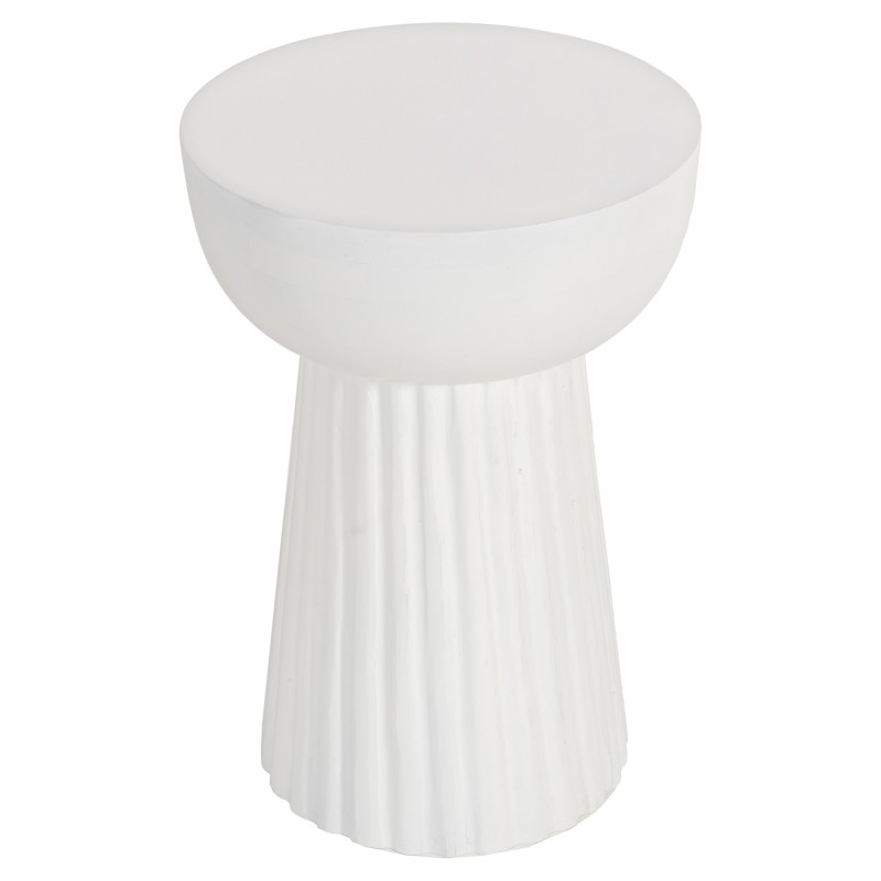 Layla Mango Wood Round Side Table, White