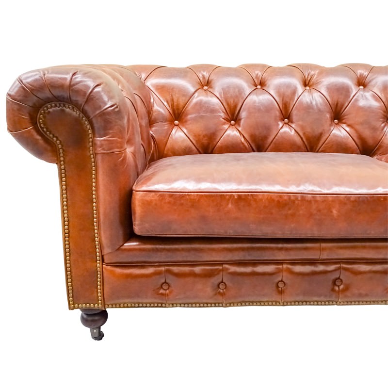 Amalfi Leather Chestfield Sofa, 3 Seater