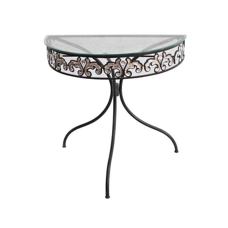 Metal Acrylic Half Moon Table 84x84x45 5cm