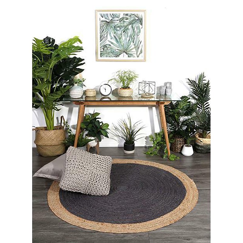 Hampton II Reversible Jute Round Rug, 200cm, Grey (800 x 800 Pixel)