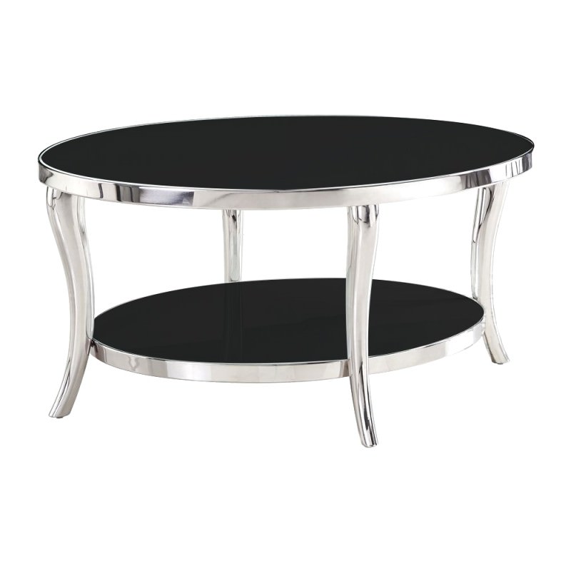 Pascale Glass Top Stainless Steel Oval Coffee Table, 90cm ...