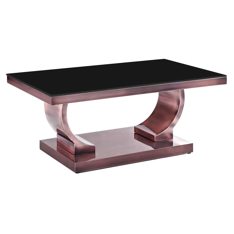 Zoe Glass Top Stainless Steel Coffee Table, 100cm, Copper ...