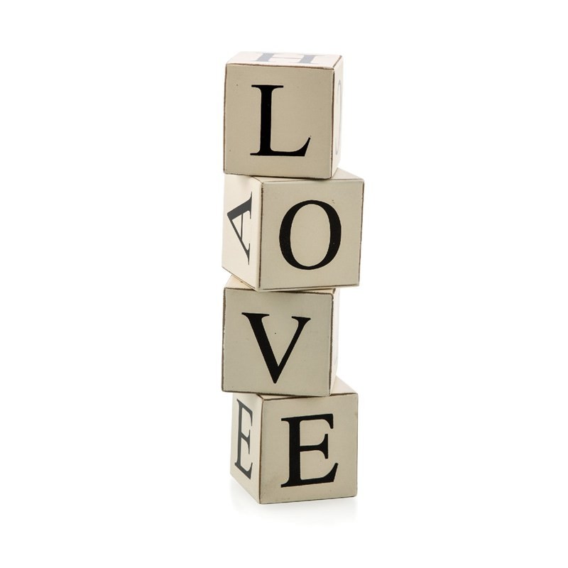 Affirmation Set Of 4 Love Home Wooden Letter Blocks Cream